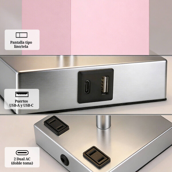 Lámpara de Mesa Touch IMBACK IBK-ILU013 | Con USB-C, USB-A y Enchufes | Moderna y Funcional Rosa Lámpara de Mesa Touch IMBACK IBK-ILU013 | Con USB-C, USB-A y Enchufes | Moderna y Funcional Rosa