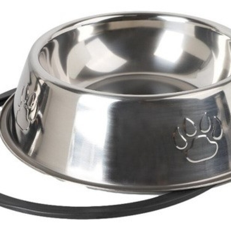 PLATO PARA MASCOTA HUELLAS PLATA