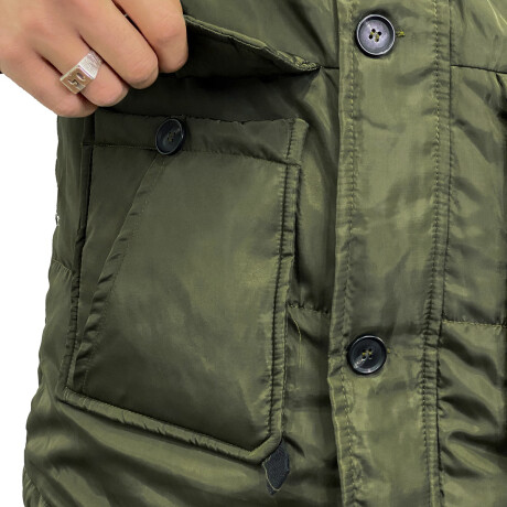 Campera Parka De Hombre Uzspace C/ Capucha Invierno Verde