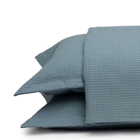 Juego Colcha y Funda Piquet Dohler King Size 100% Algodón AZUL PIEDRA