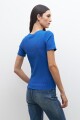 Remera rib escote cuadrado azul francia