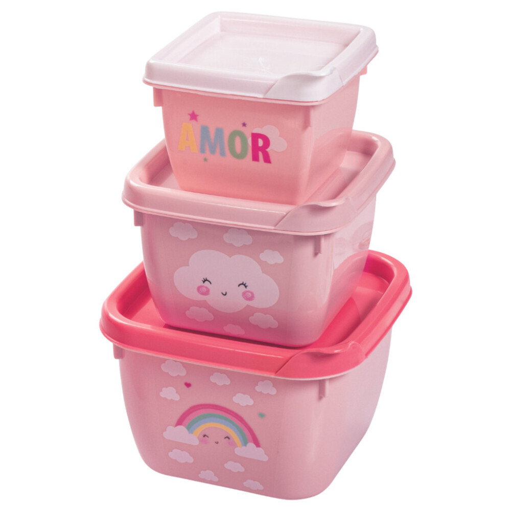 Set x3 tupper diseños arco iris