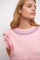 Remera romantica con volados rosa pastel