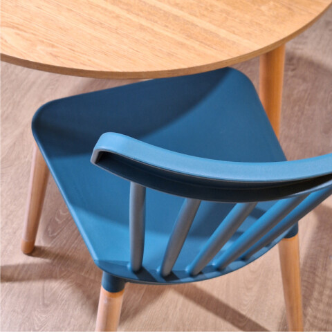 Silla Diseño Windsor con Patas de Madera para Comedor y Jardín - Azul Silla Diseño Windsor con Patas de Madera para Comedor y Jardín - Azul