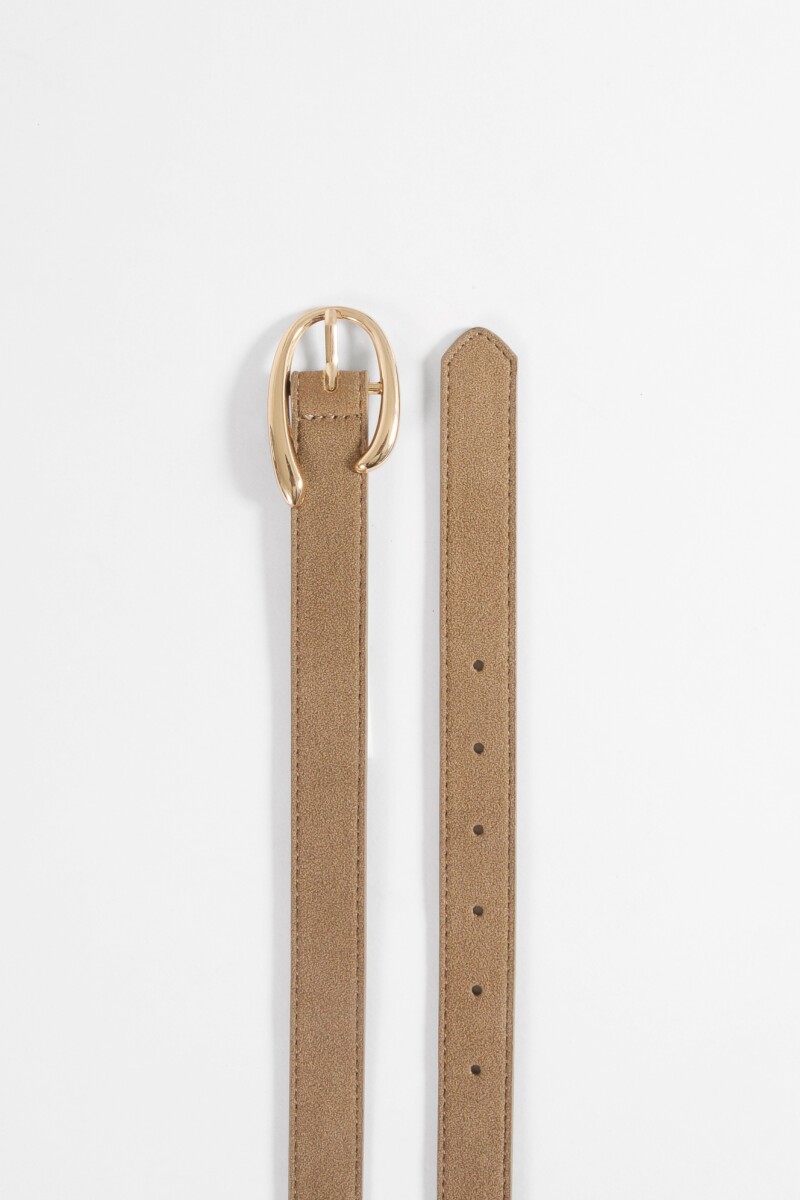 Cinturón hebilla ovalada beige