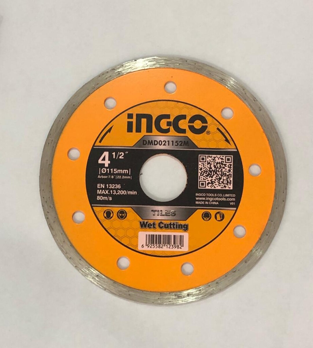 DISCO CONTINUO TURBO CERAMICA 4 1/2 X 22.2MM INGCO DMD021152M UNIDAD 