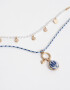 Collares Cortos Azul Collar Corto Multi Cadena - Dorado
