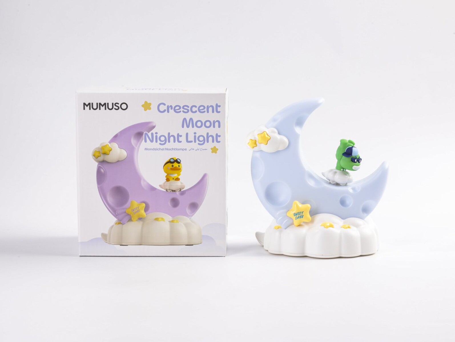 LÁMPARA DE NOCHE DE LUNA CRECIENTE (DINOSAURIO DESLIZANTE/AZUL) 