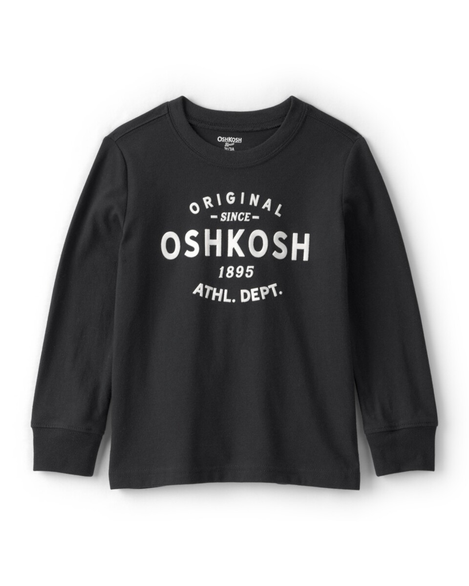 Remera de algodón, negra, con logo. Talles 2-5T 