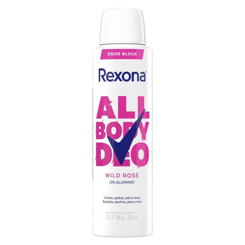 Desodorante Aerosol Rexona All Body Wild Rose 150 Ml. Desodorante Aerosol Rexona All Body Wild Rose 150 Ml.