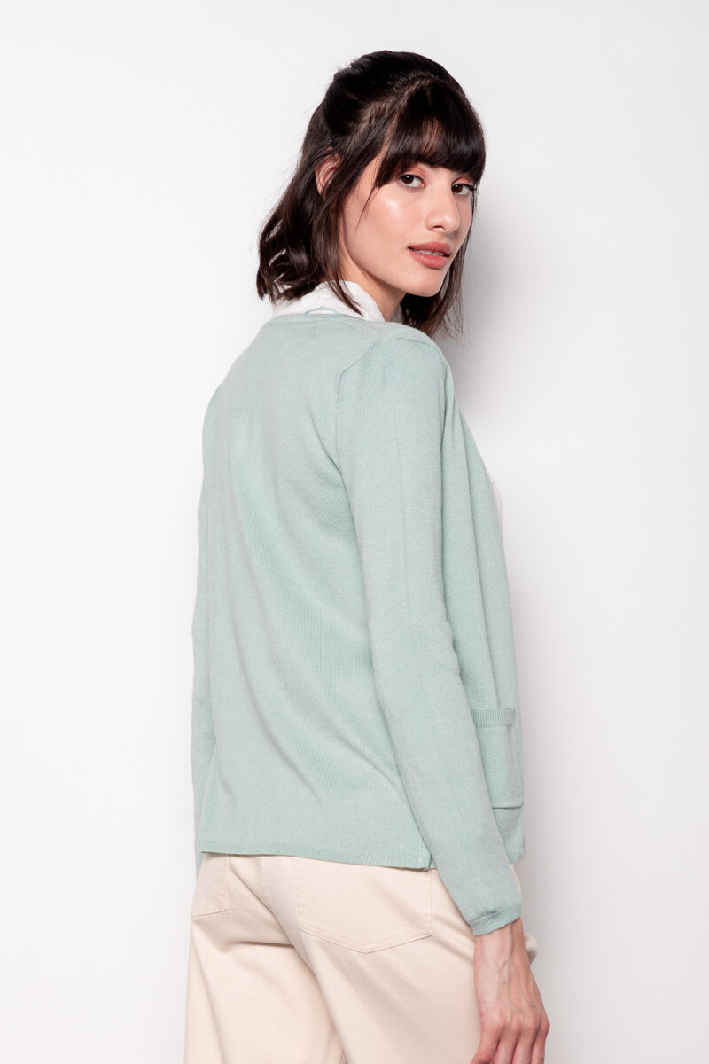 CARDIGAN BASIC POCKET Verde Claro