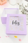 Caja flexi 20x20x9,5. c/visor impreso LILA- ESTRELLAS
