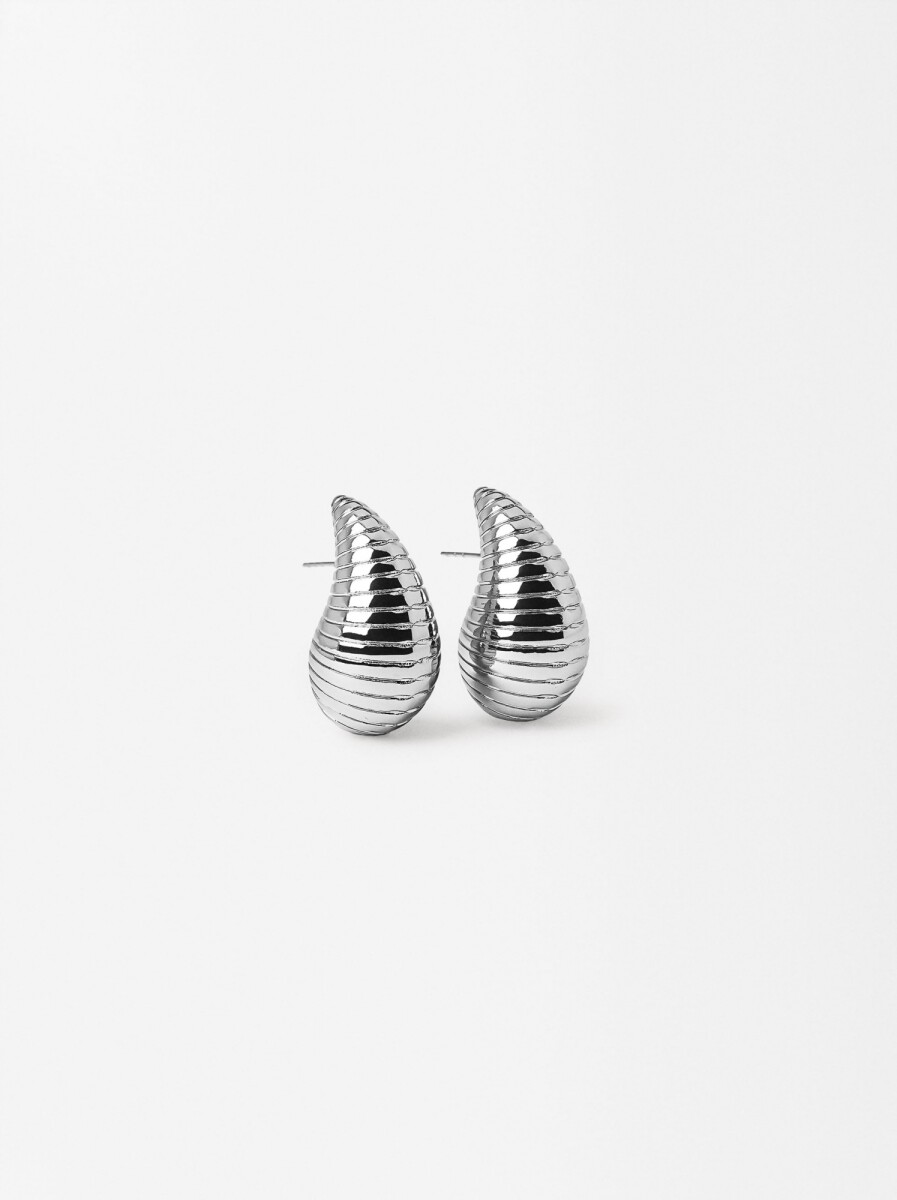 Pendientes De Gota A Rayas - plateado 