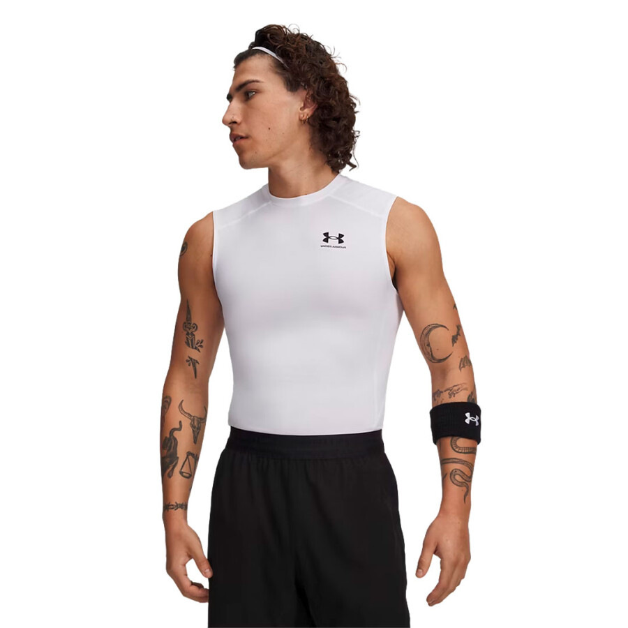 Remera de Hombre Under Armour Heatgear Compression Sleeveless Blanco