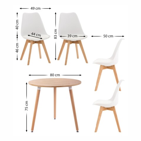 Juego de Comedor de 4 Sillas Eames Tulip y Mesa Redonda de Madera Nórdico Juego de Comedor de 4 Sillas Eames Tulip y Mesa Redonda de Madera Nórdico