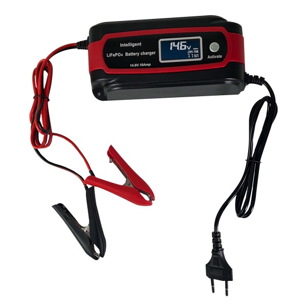 Cargador Bateria Inteligente Auto Moto Lancha Premium 14.6V® Color Rojo