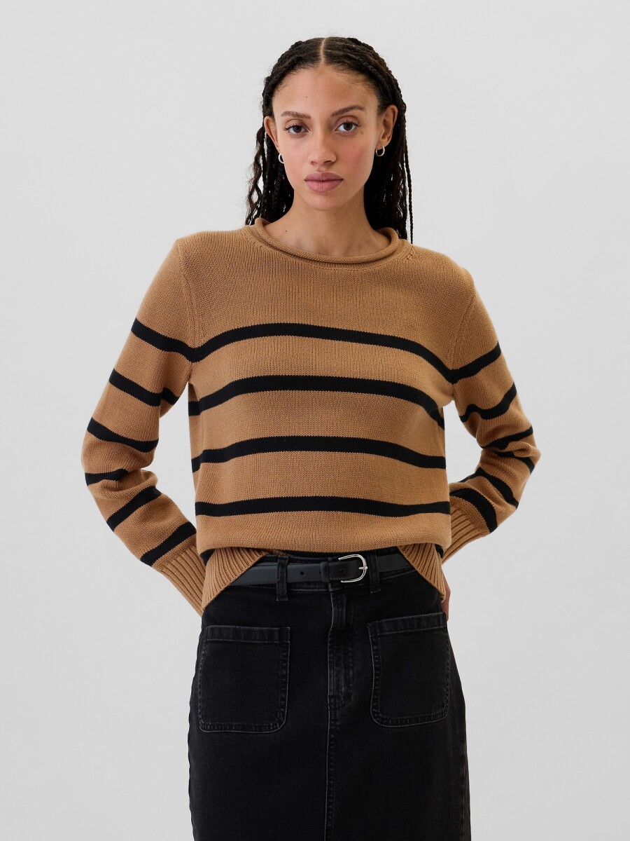 Buzo Algodón Mujer - Camel Stripe 