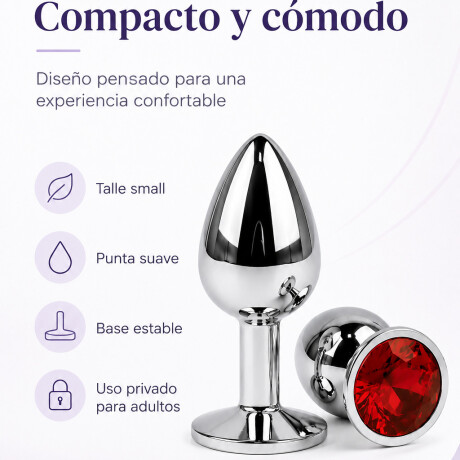 Plug Anal De Acero Con Rubí Redondo Small Plug Anal De Acero Con Rubí Redondo Small
