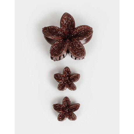 Set De Broches Flor Hawaiana Marron Chocolate