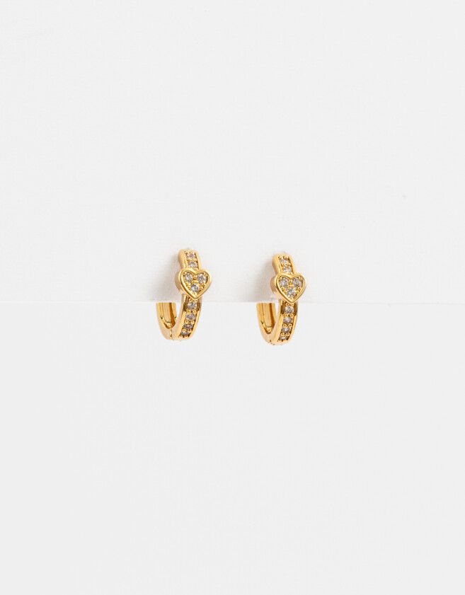 Aros Argollas Premium Gold Argollas Oro Zirconia - Dorado