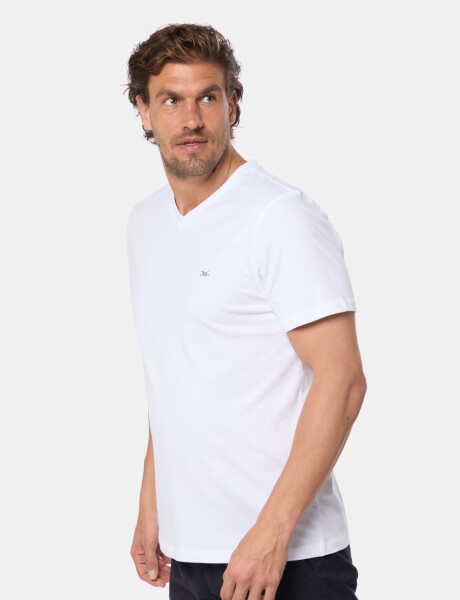 REMERA LISA ESCOTE V Blanco