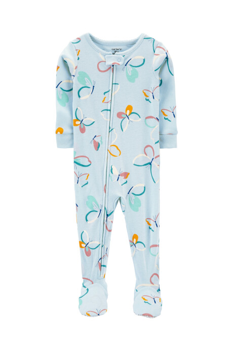 Pijama de Algodón de Una Pieza con Pie y Ajuste 100% Perfecto Mariposas 0