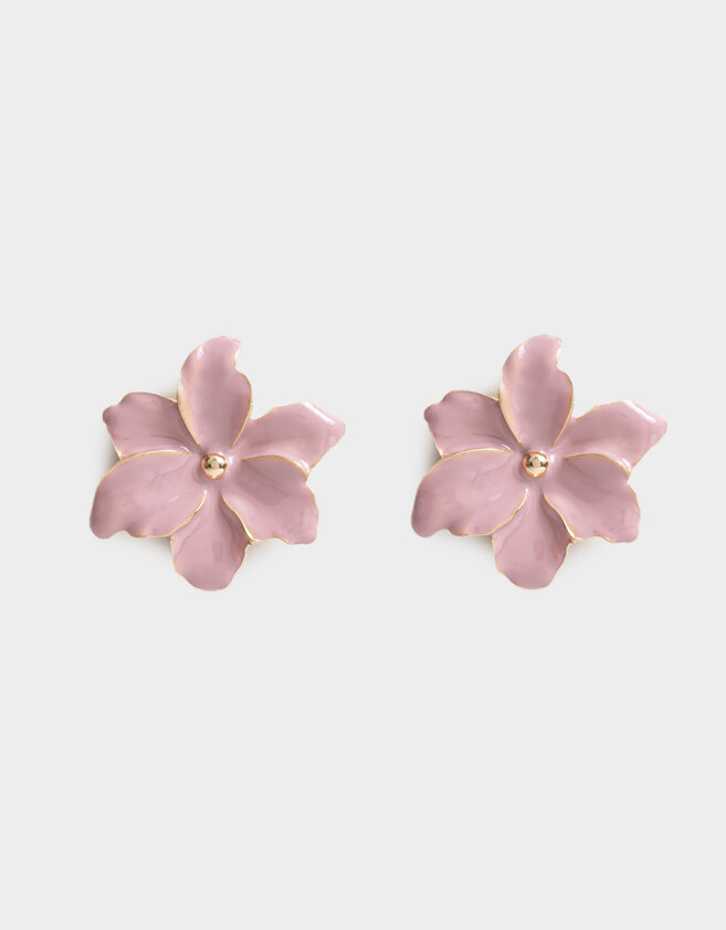 Aros Colgantes Cortos Flores Aros Colgantes Cortos De Flores - Dorado