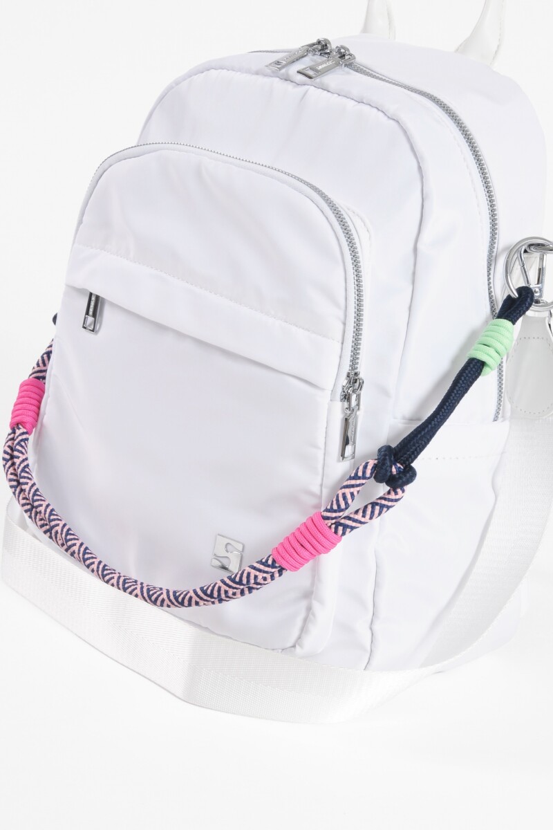 Mochila - bandolera grande con correa cordon blanco