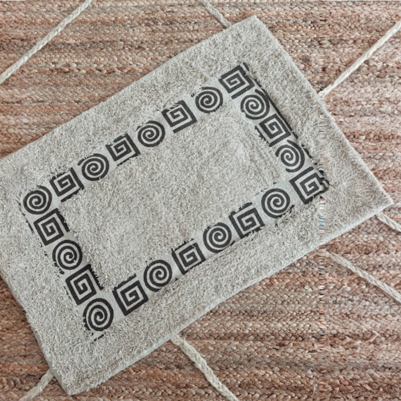 Alfombra 40x60cm adorno griego marrón y natural NATURAL