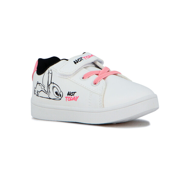 Disney Stitch Bajo Pu Con Velcro Blanco-rosado