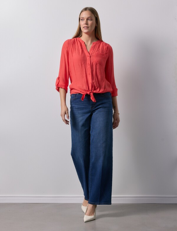 Blusa Nudo Botones ROJO