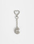 Llavero Glitter Llavero Y Charm Dije Letra "c Strass - Plateado