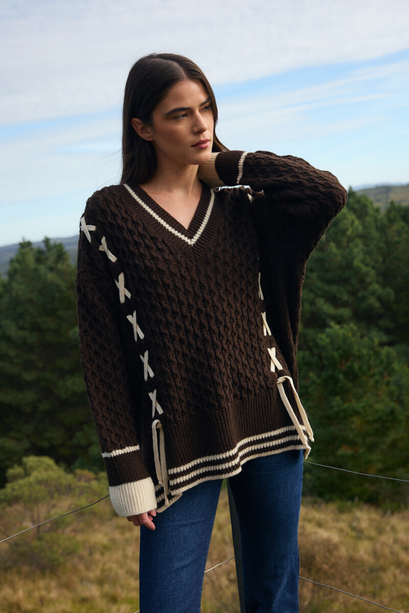 Sweater Preppy Crudo/Marron