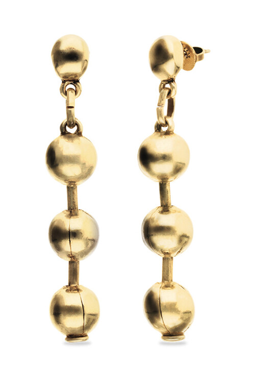 PENDIENTES LARGOS DE BOLAS DE ALEACIÓN DE METALES BAÑADOS EN ORO 18K Pendiente