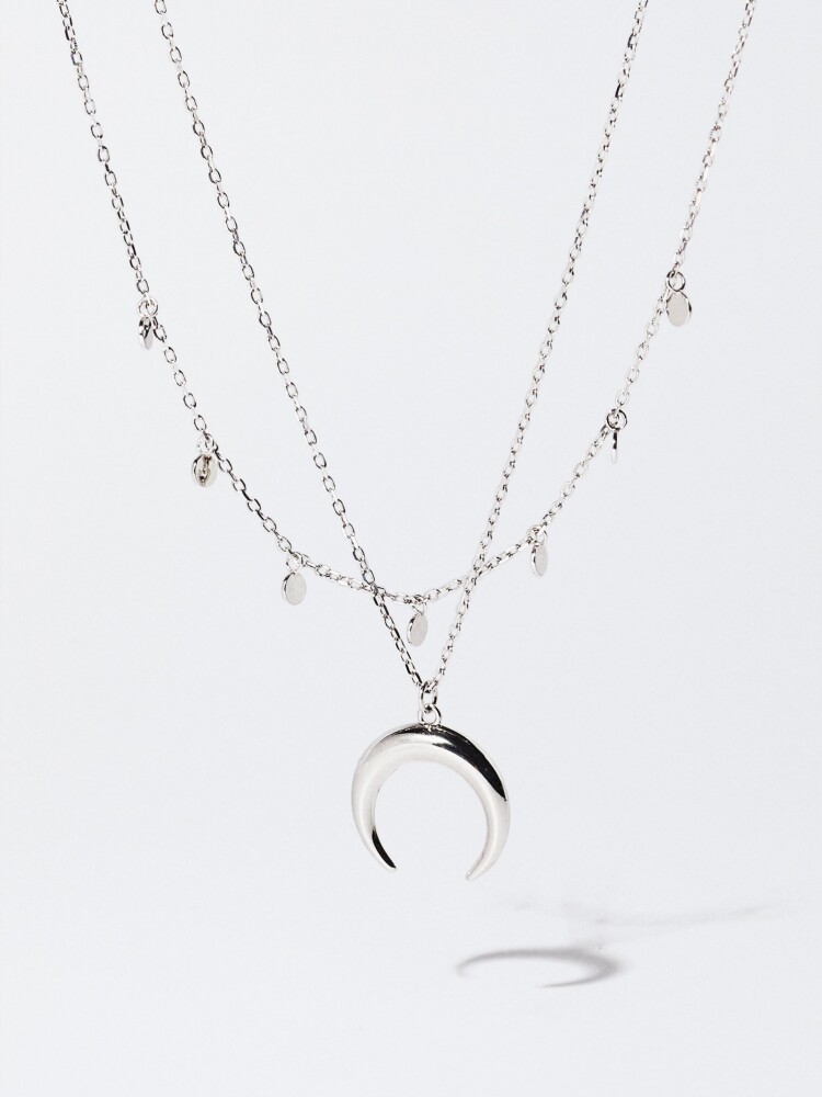 Collar Corto De Plata 925 Con Cuerno plateado