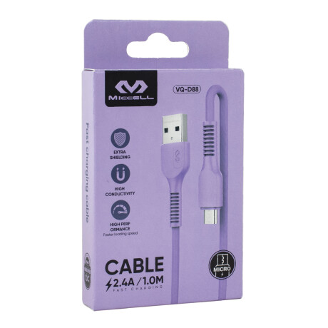 Cable Micro Usb Miccel 2.4a 1.0m Violeta Cable Micro Usb Miccel 2.4a 1.0m Violeta