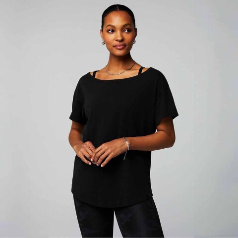 Polo Manga Corta Oversized Mujer Black