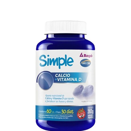 ¡OFEERTA IMPERDIBLE! Suplemento Simple Calcio + Vitamina D x 60 unidades ¡OFEERTA IMPERDIBLE! Suplemento Simple Calcio + Vitamina D x 60 unidades