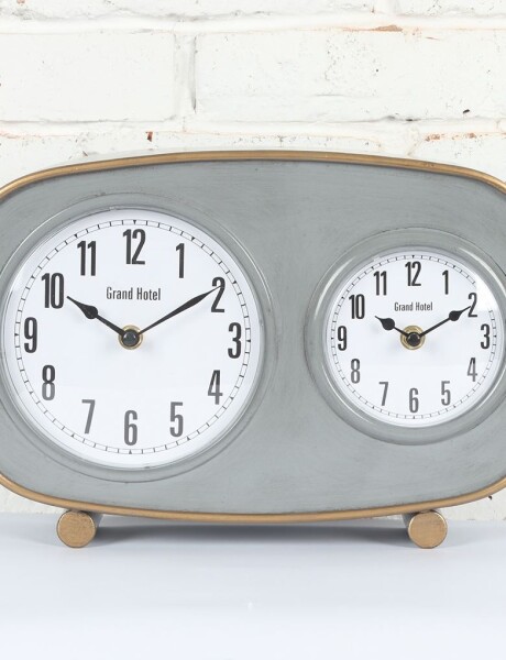 RELOJ DE MESA DOBLE HIERRO 33X23X7.5CM GRIS RELOJ DE MESA DOBLE HIERRO 33X23X7.5CM GRIS