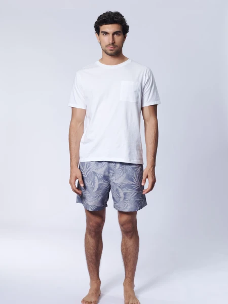 Short de baño Estampa Tropical Gris