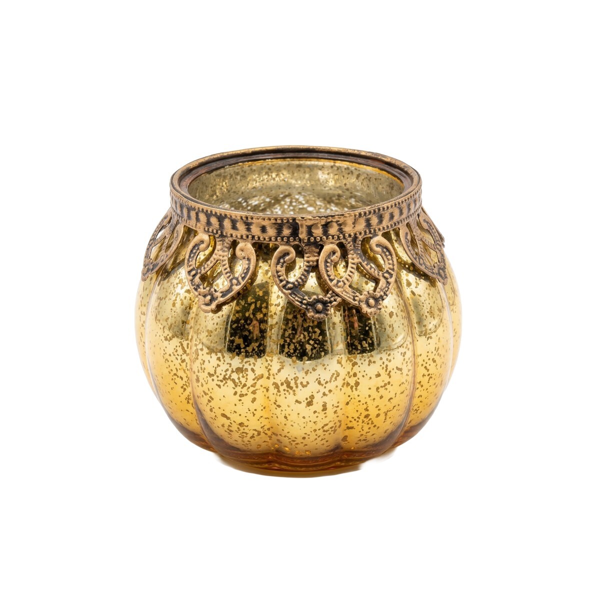 PORTA VELA VIDRIO DORADO COMB 7X8CM 