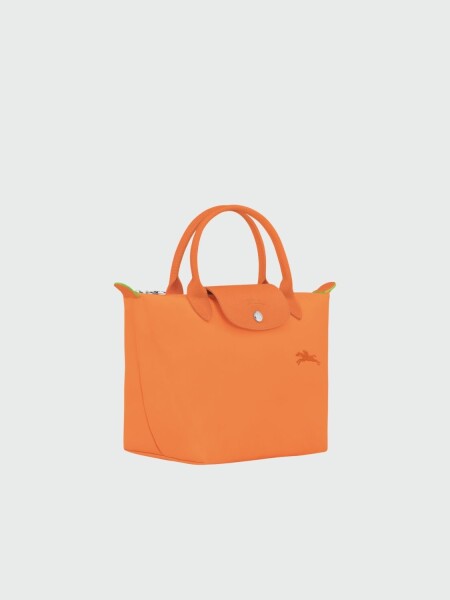 Longchamp -Cartera Longchamp plegable de nylon con cierre y asa corta, Le pliage green S Naranja