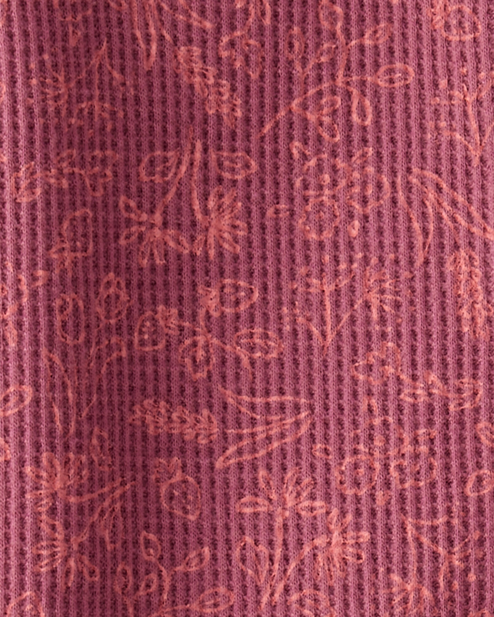 Pijama una pieza de algodón térmico, con pie, diseño floral Sin color