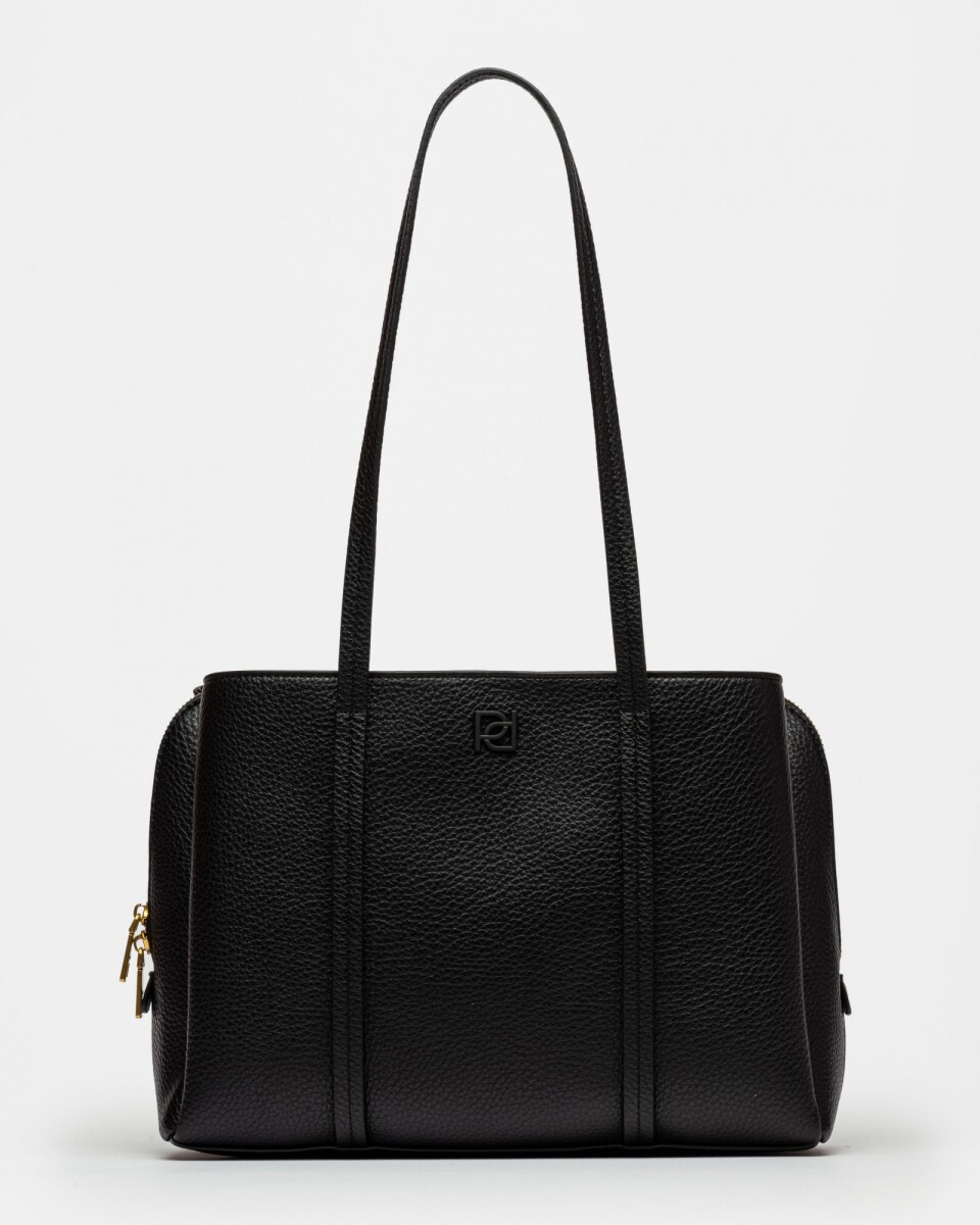 Cartera al Hombro Oslo en Efecto Cuero Graneado - Negro 