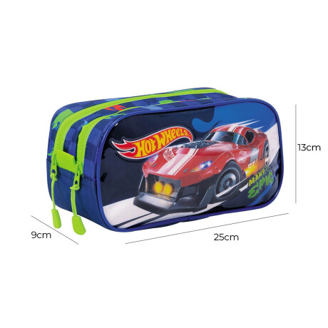 Cartuchera Hot Wheels Original Doble Cierre Escolar Din75135-m1