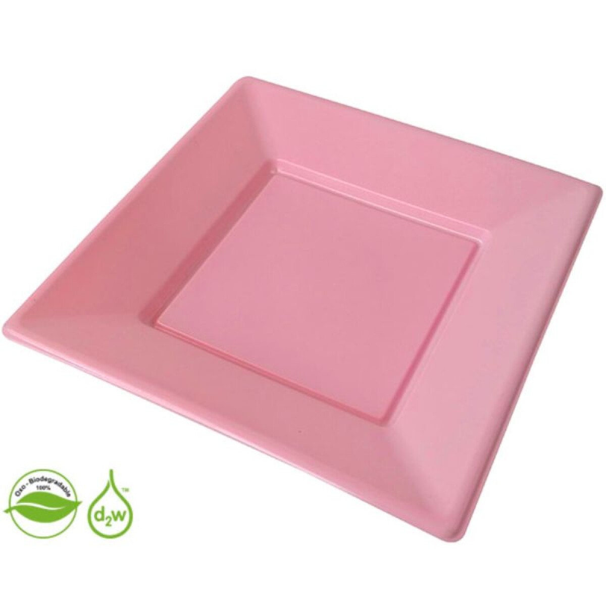 Plato Cuadrado Biodegradable x10 Und - Rosado 