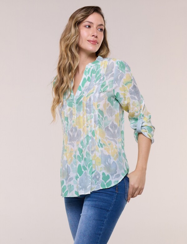 Blusa Plisada VERDE/MULTI