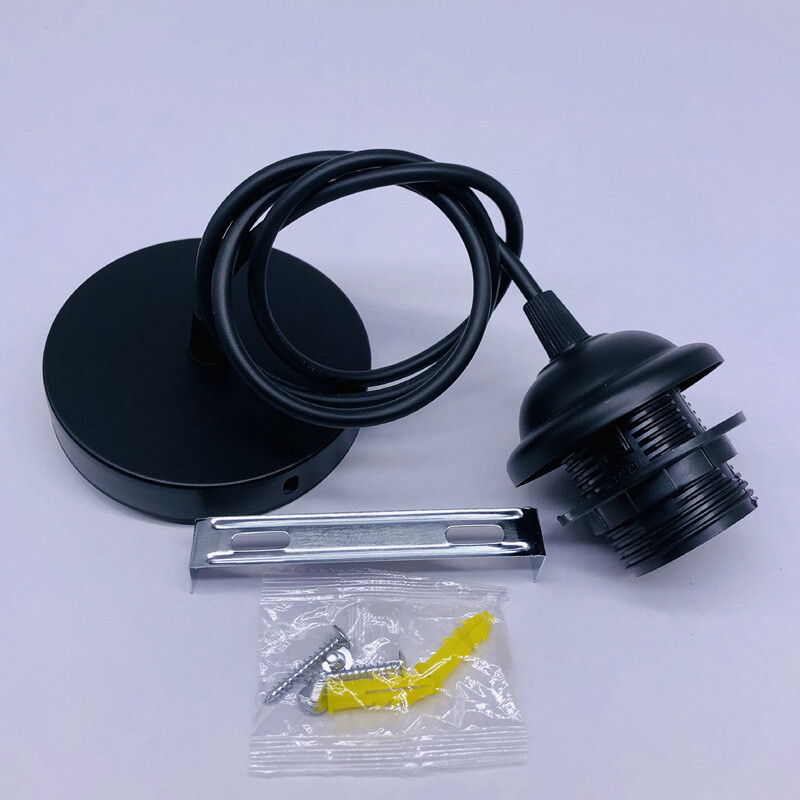 Porta lampara con cable colgante E27 negro Porta lampara con cable colgante E27 negro