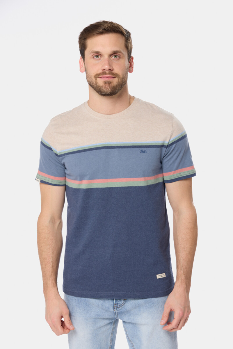 REMERA RAYADA - Azul 