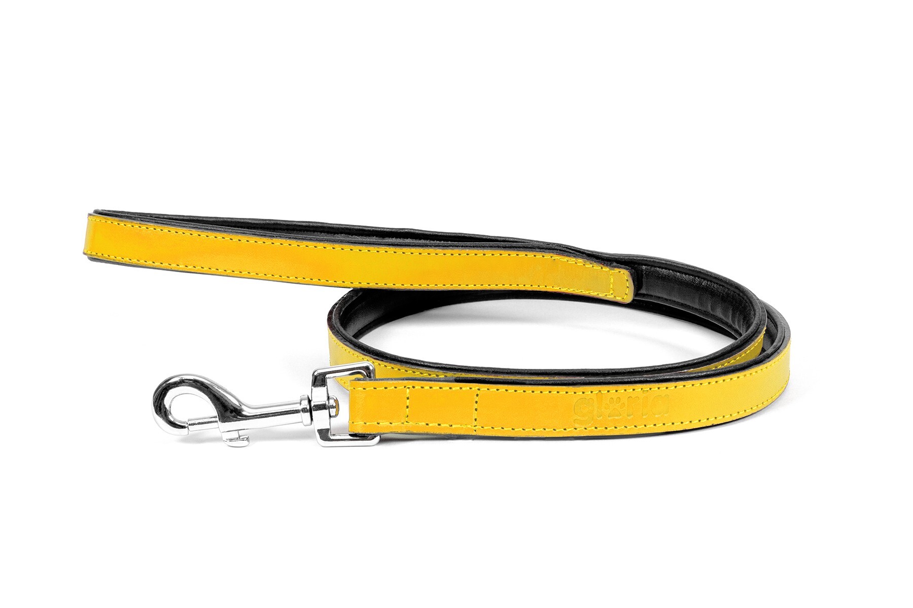 Correa de Piel Acolchada para Perros - amarillo- 100cm x 18mm 